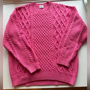 Aritzia Sunday Best Hot Pink Peggy Sweater Cable Knit. Size XS